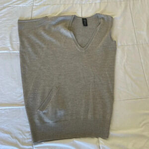 Zero + Maria Cornejo Gray V-Neck Sweater